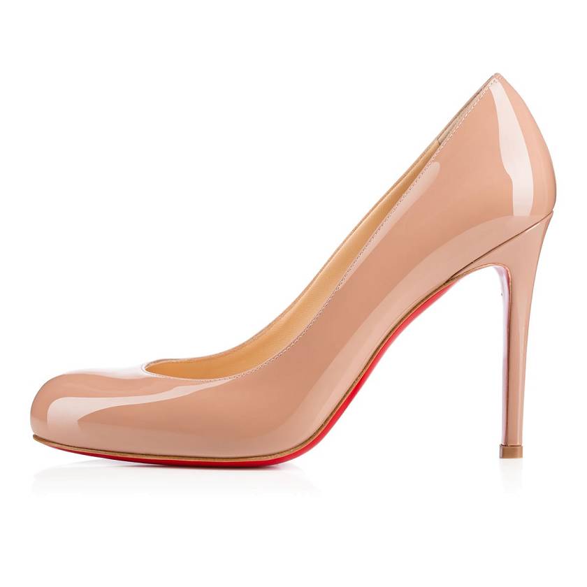 Women's Christian Louboutin Simple Pump 100mm Patent Leather Pumps - Nude 6248 [0741-529]